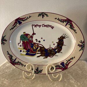 GEI Pattern GC12 Santa & Sled 14" Oval Platter/Charger